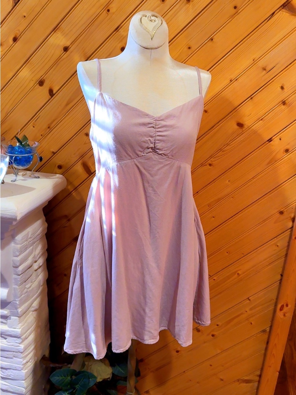 Y2K 2010s Tan Khaki Babydoll Mini Dress With Pockets